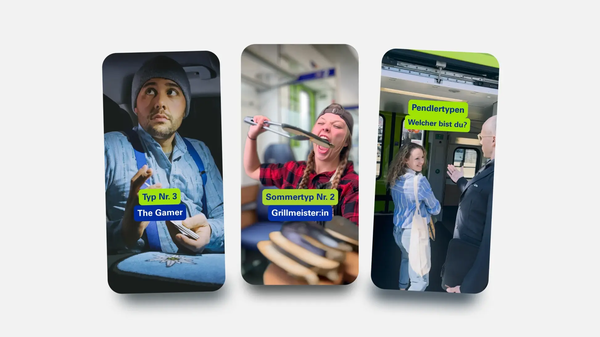 Visuals zur Kampagne Pendlertypen die alle kennen.