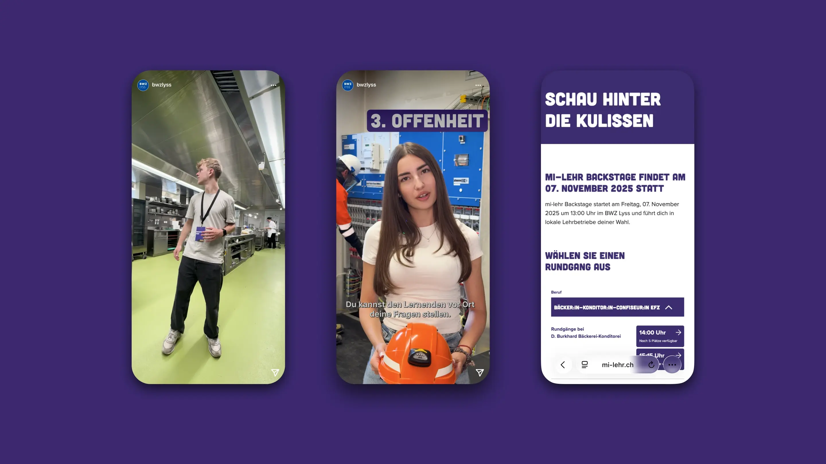 Die Videos aus der Videoproduktion wurden für Social Media Ads genutzt welche auf die Backstage Seite verlinken