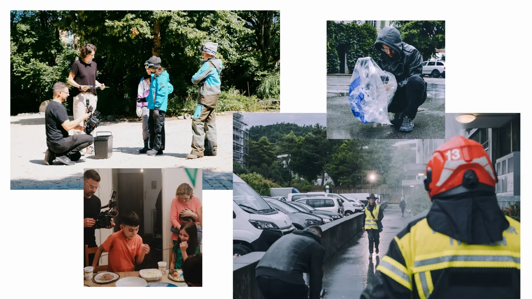 Filmteam begleitet Kampagne der Winterhilfe bei Dreharbeiten im Freien