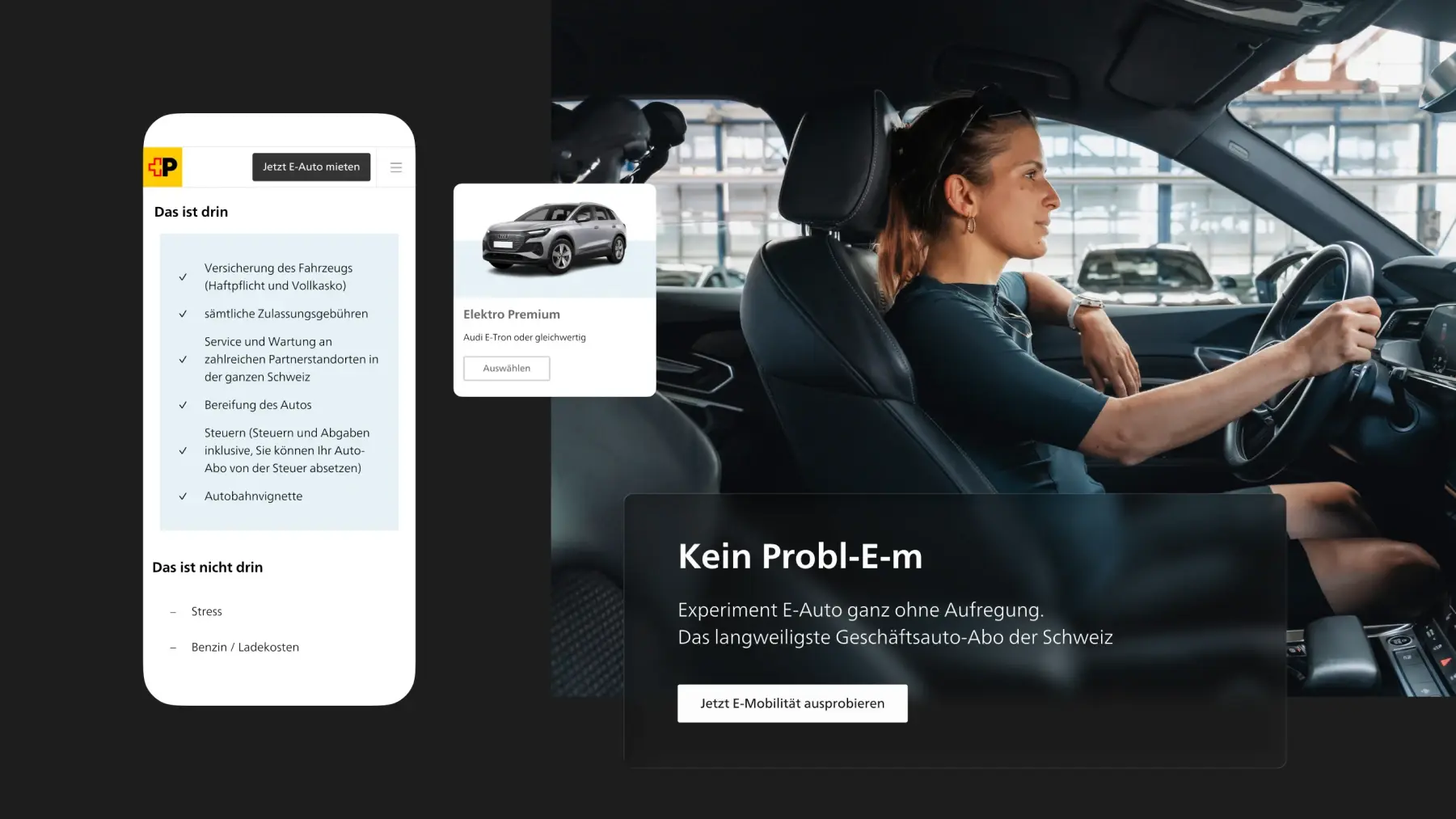UX UI Design der Yellowdrive Kampagne mit Website und Mobile Ansicht im Auto Kontext
